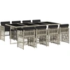 Image de vidaXL Salon de jardin 9 pièces avec coussins gris clair Poly rotin