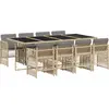 Image de vidaXL Salon de jardin 9 pièces avec coussins Mélange beige Poly rotin