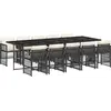 Image de vidaXL Ensemble de jardin 11 pièces avec coussins Noir Poly Rattan