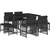 Image de vidaXL Salon de jardin 9 pièces avec coussins noir poly rotin