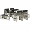 Image de vidaXL Salon de jardin 9 pièces avec coussins gris clair Poly rotin