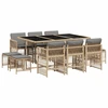 Image de vidaXL Salon de jardin 11 pièces avec coussins Mélange beige Poly rotin