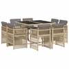 Image de vidaXL Salon de jardin 9 pièces avec coussins Mélange beige Poly rotin