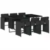 Image de vidaXL Ensemble de jardin 7 pièces avec coussins Noir Poly Rattan