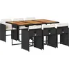 Image de vidaXL Ensemble de jardin 7 pièces avec coussins Noir Poly Rattan