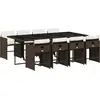 Image de vidaXL Salon de jardin 9 pièces avec coussins Marron Poly rotin