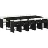 Image de vidaXL Ensemble de jardin 11 pièces avec coussins Noir Poly Rattan