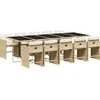 Image de vidaXL Salon de jardin 11 pièces avec coussins Beige Poly Rattan