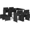 Image de vidaXL Salon de jardin 9 pièces avec coussins noir poly rotin