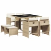 Image de vidaXL Salon de jardin 9 pièces avec coussins Beige Poly Rattan