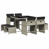 Image de vidaXL Salon de jardin 9 pièces avec coussins gris clair Poly rotin