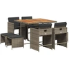 Image de vidaXL Salon de jardin 9 pièces avec coussins Gris Poly Rattan