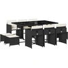 Image de vidaXL Ensemble de jardin 11 pièces avec coussins Noir Poly Rattan