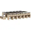 Image de vidaXL Ensemble de jardin 17 pièces avec coussins Mélange beige Poly rotin