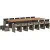 Image de vidaXL Ensemble de jardin 17 pièces avec coussins Gris Poly rotin