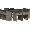 Image de vidaXL Salon de jardin 9 pièces avec coussins Gris Poly Rattan