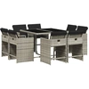 Image de vidaXL Salon de jardin 9 pièces avec coussins gris clair Poly rotin
