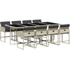 Image de vidaXL Salon de jardin 9 pièces avec coussins gris clair Poly rotin