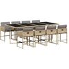 Image de vidaXL Salon de jardin 9 pièces avec coussins Mélange beige Poly rotin