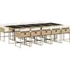 Image de vidaXL Salon de jardin 11 pièces avec coussins Beige Poly Rattan