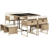 Image de vidaXL Salon de jardin 9 pièces avec coussins Beige Poly Rattan