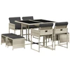 Image de vidaXL Salon de jardin 9 pièces avec coussins gris clair Poly rotin