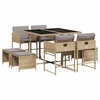 Image de vidaXL Salon de jardin 9 pièces avec coussins Mélange beige Poly rotin