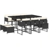 Image de vidaXL Ensemble de jardin 11 pièces avec coussins Noir Poly Rattan
