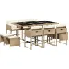 Image de vidaXL Salon de jardin 11 pièces avec coussins Beige Poly Rattan