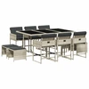 Image de vidaXL Salon de jardin 11 pièces avec coussins gris clair Poly rotin