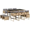Image de vidaXL Salon de jardin 11 pièces avec coussins Mélange beige Poly rotin