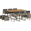 Image de vidaXL Ensemble de jardin 11 pièces avec coussins Gris Poly rotin