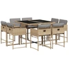 Image de vidaXL Salon de jardin 9 pièces avec coussins Mélange beige Poly rotin
