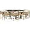 Image de vidaXL Salon de jardin 11 pièces avec coussins Beige Poly Rattan