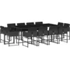 Image de vidaXL Ensemble de jardin 13 pièces avec coussins Noir Poly Rattan