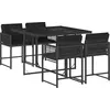 Image de vidaXL Ensemble de jardin 5 pièces avec coussins Noir Poly Rattan