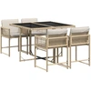 Image de vidaXL Salon de jardin 5 pièces avec coussins Beige Poly Rattan