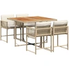 Image de vidaXL Salon de jardin 5 pièces avec coussins Beige Poly Rattan