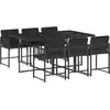 Image de vidaXL Ensemble de jardin 7 pièces avec coussins Noir Poly Rattan