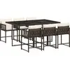 Image de vidaXL Ensemble de jardin 7 pi ¨ces avec coussins Marron Poly rotin