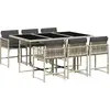 Image de vidaXL Ensemble de jardin 7 pièces avec coussins gris clair Poly rotin