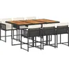 Image de vidaXL Ensemble de jardin 7 pièces avec coussins Noir Poly Rattan