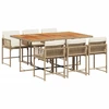 Image de vidaXL Ensemble de jardin 7 pi ¨ces avec coussins Beige Poly rotin