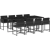 Image de vidaXL Salon de jardin 9 pièces avec coussins noir poly rotin