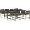 Image de vidaXL Salon de jardin 9 pièces avec coussins Gris Poly Rattan