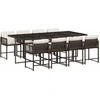 Image de vidaXL Salon de jardin 9 pièces avec coussins Marron Poly rotin