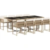 Image de vidaXL Salon de jardin 9 pièces avec coussins Beige Poly Rattan