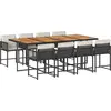 Image de vidaXL Salon de jardin 9 pièces avec coussins noir poly rotin