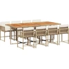 Image de vidaXL Salon de jardin 9 pièces avec coussins Beige Poly Rattan