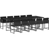 Image de vidaXL Ensemble de jardin 11 pièces avec coussins Noir Poly Rattan